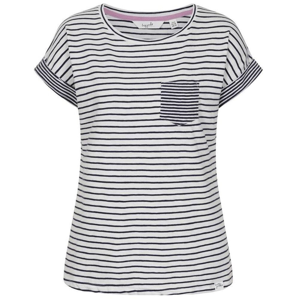 Lazy Jacks Womens/Ladies Striped Rolled Sleeves T-Shirt / White